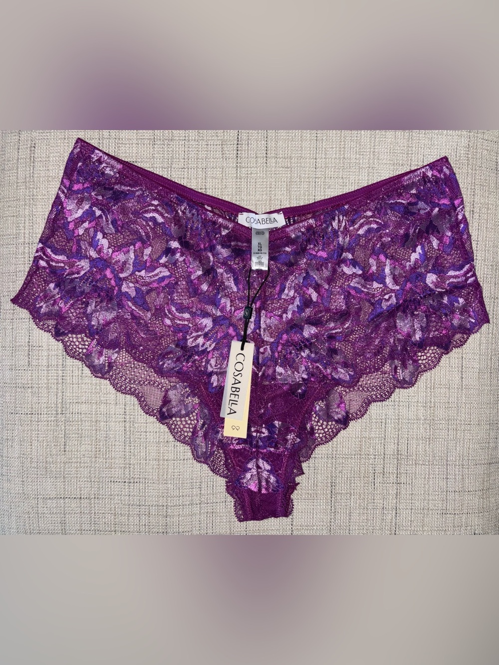 Cosabella Paradiso V-Hipster Panty in Swiss Beet Size XL NWT